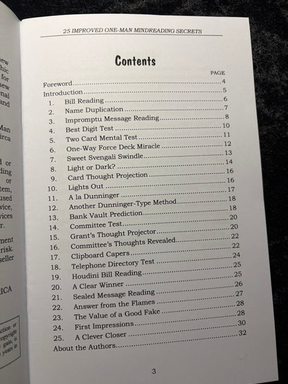 25 Improved One Man Mindreading Secrets - U.F. Grant