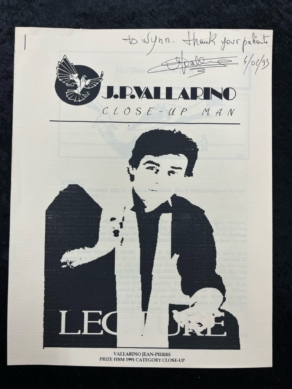 J.P. Vallarino: Close-Up Man - SIGNED
