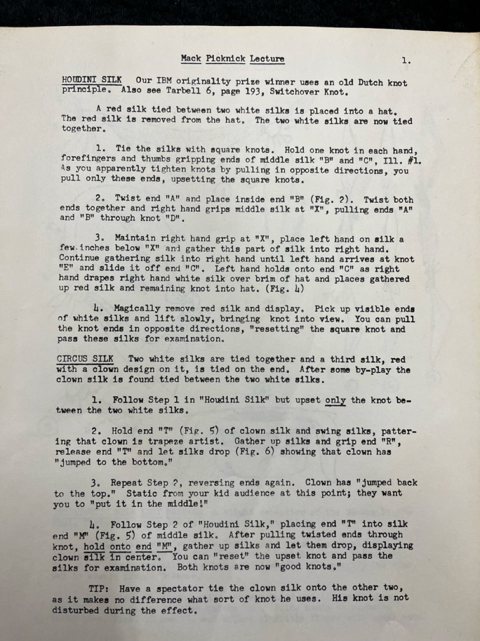 Mack Picknick Lecture Notes