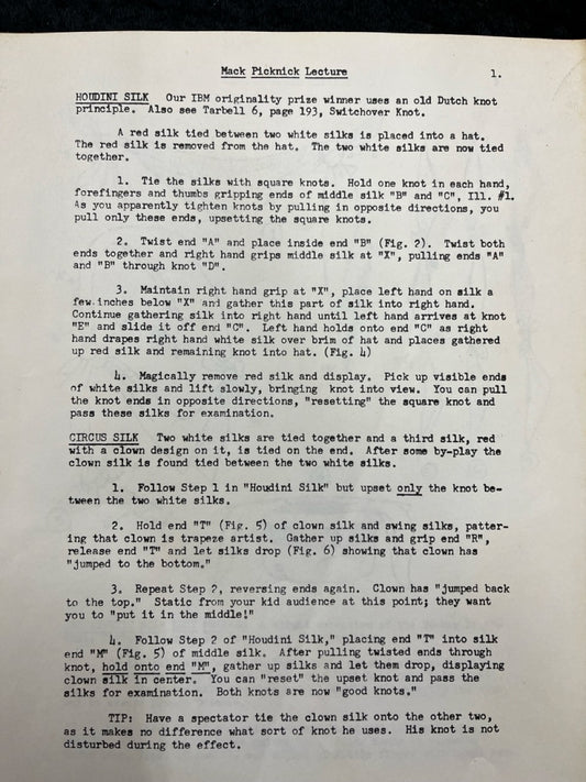 Mack Picknick Lecture Notes