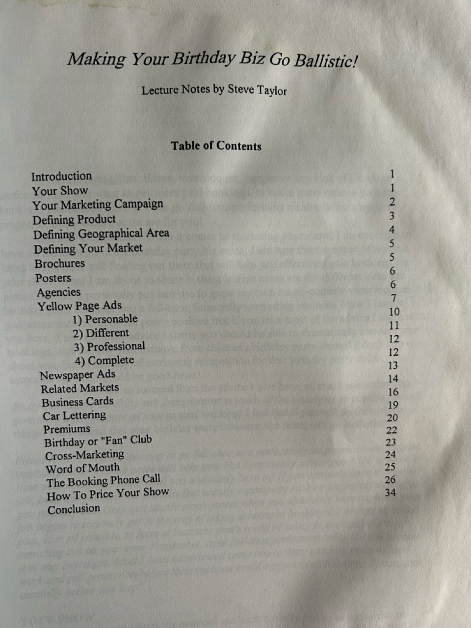 3 Sets of Lecture Notes - Steve Taylor