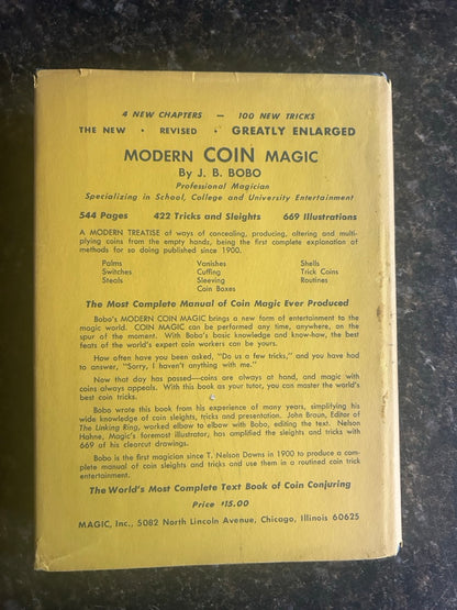 The New Modern Coin Magic - J.B. Bobo - HC w/dj