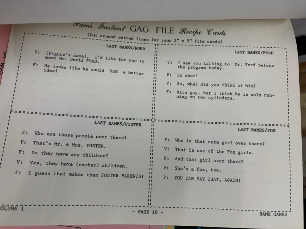 Pam Sterner's Instant Gag File Recipe Cards, Vols. 1-9 + additional book
