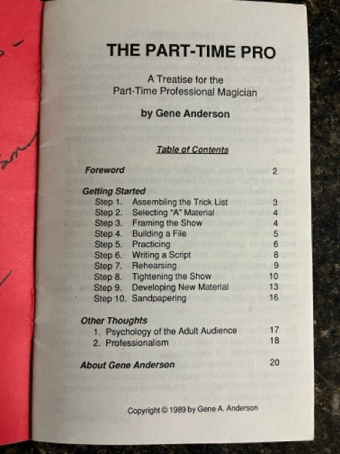 The Part-Time Pro - Gene Anderson - SIGNED