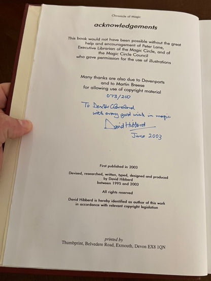 Chronicle of Magic, 1900-1999: A Record of Happenings in Magic in Great Britain (Signed)- David Hibberd