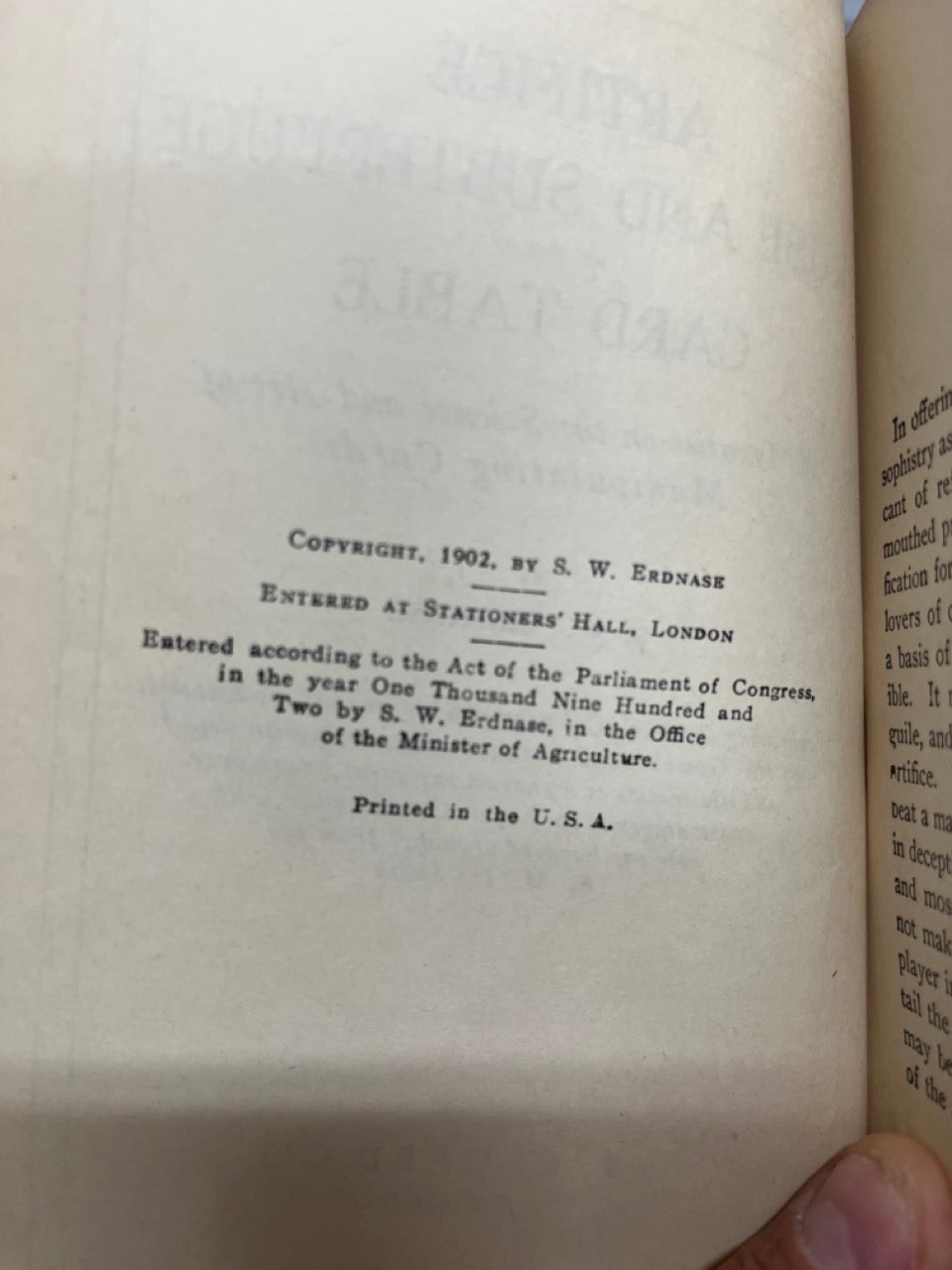 The Expert at the Card Table - S.W. Erdnase  - K.C. Card Co. edition