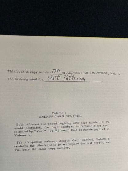 Andrus Card Control, Vols. 1 & 2 - Jerry Andrus - SIGNED