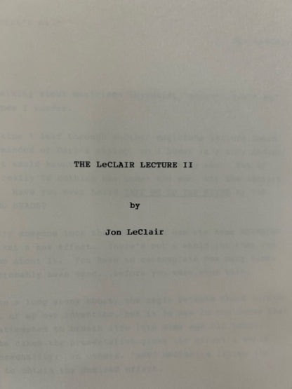 The LeClair Lecture 2 - Jon LeClair