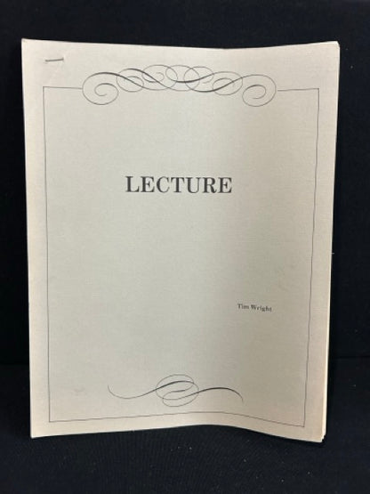 Lecture Notes - Tim Wright