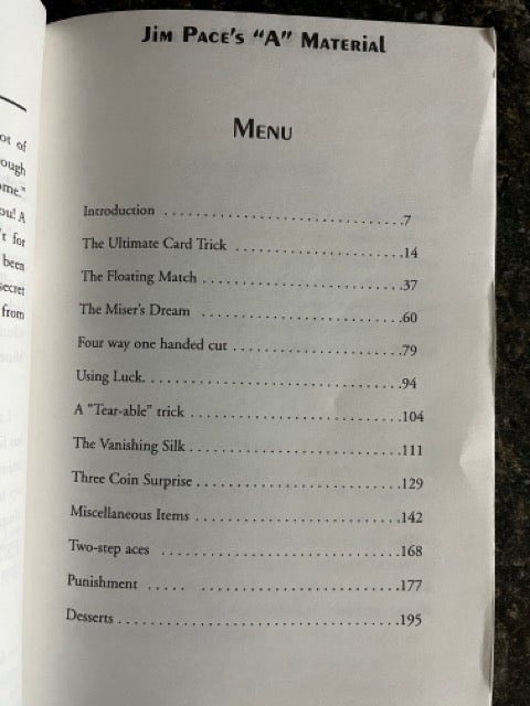 Jim Pace's "A" Material - Practical Magic for Restaurant Magicians