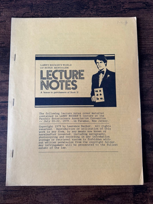 Larry Becker's World of Super Mentalism Lecture Notes