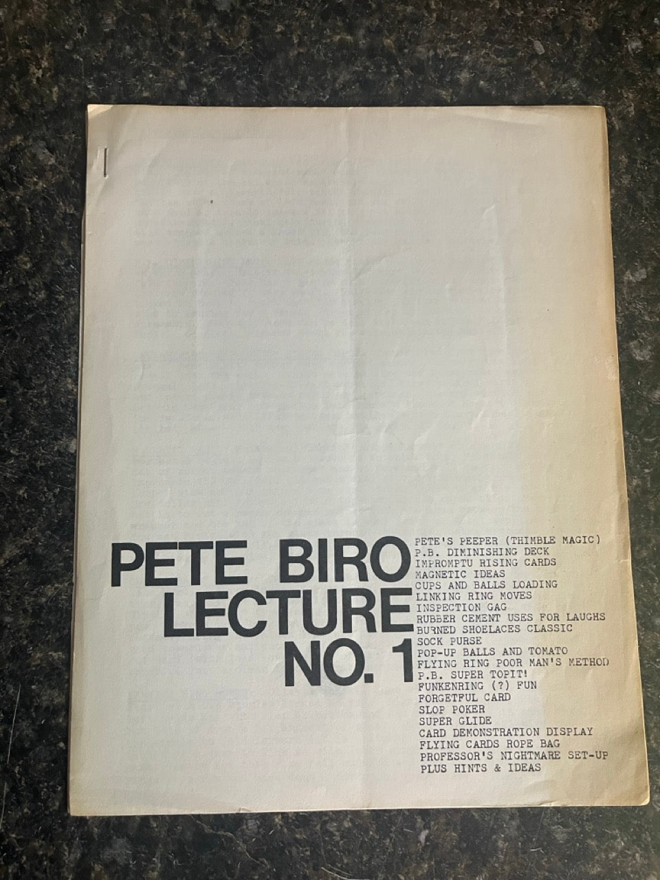 Pete Biro Lecture,  #1 and #2 - SIGNED