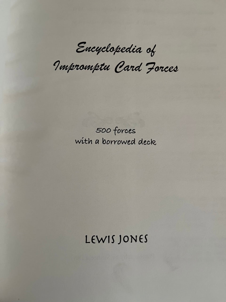 Encyclopedia of Impromptu Card Forces - Lewis Jones (2010 H&R Books)