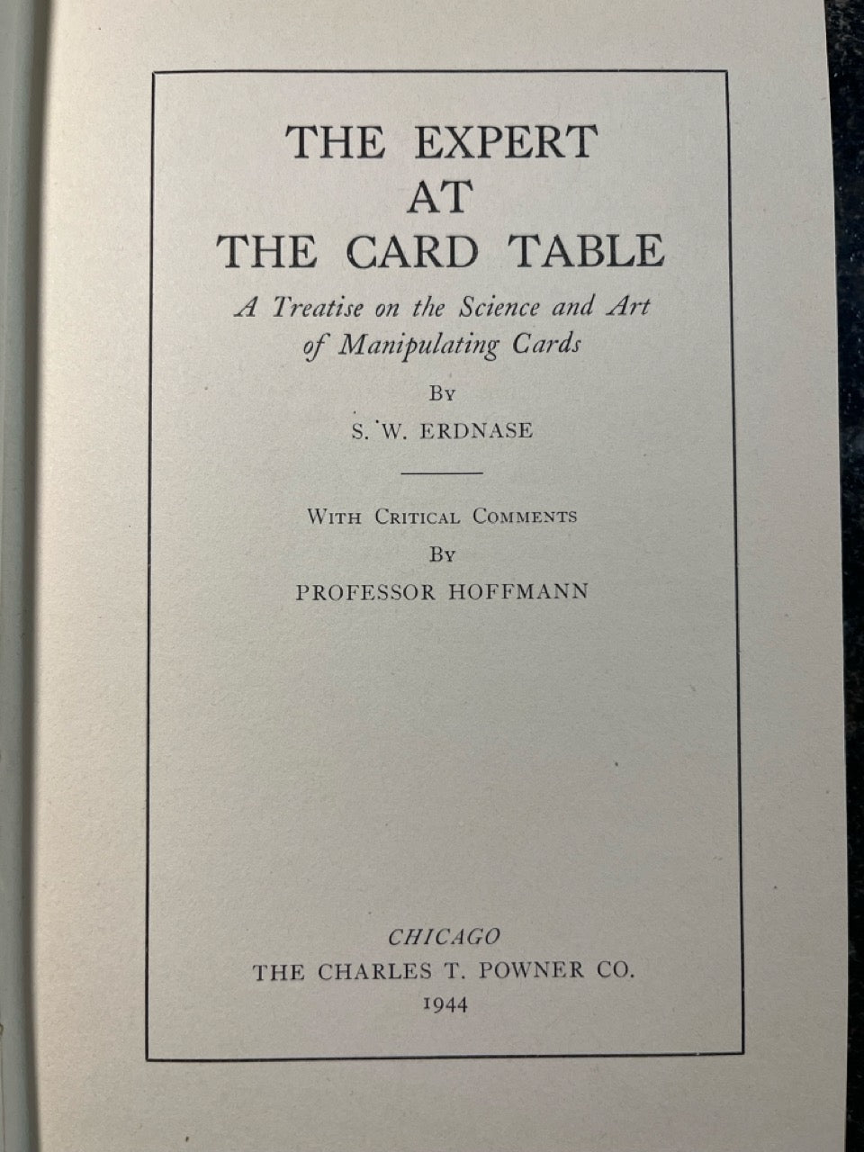 The Expert at the Card Table - S.W. Erdnase/Hoffman