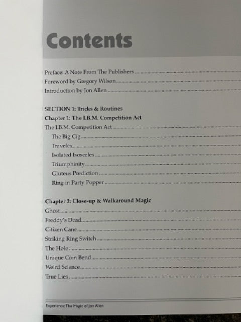 Experience: The Magic of Jon Allen - John Lovick (Hardcover)