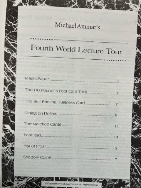 The Fourth World Lecture Tour Notes - Michael Ammar - SIGNED