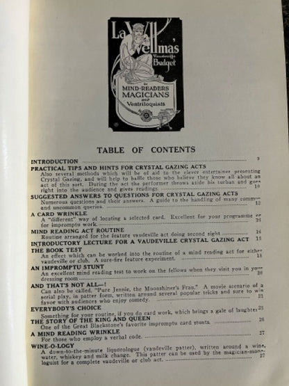 LaVellma's Vaudeville Budget for Mind-Readers Magicians and Ventriloquists - David Lustig