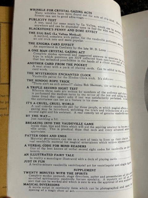 LaVellma's Vaudeville Budget for Mind-Readers Magicians and Ventriloquists - David Lustig