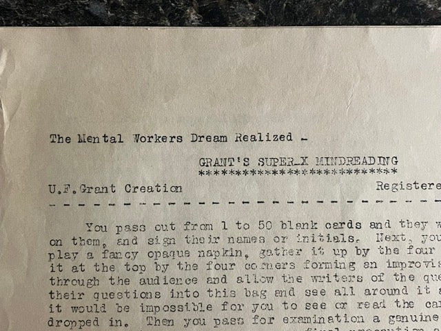 Grant's Super-X Mindreading Act - U.F. Grant