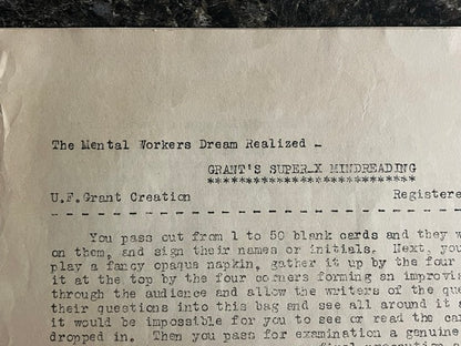 Grant's Super-X Mindreading Act - U.F. Grant