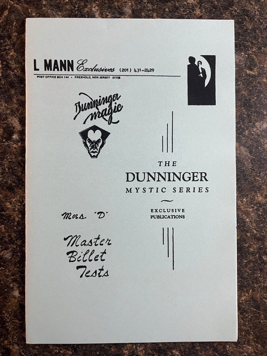 The Dunninger Mystic Series (Ms. D Master Billet Tests) - Al Mann