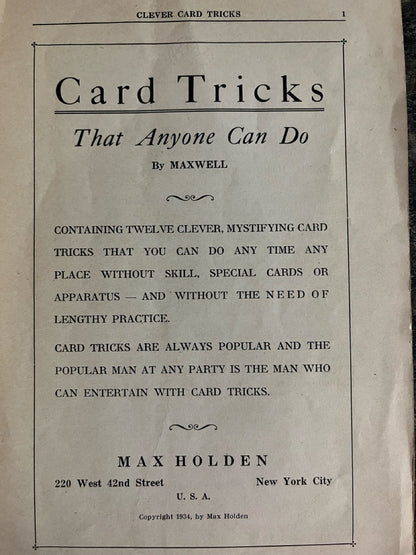 Clever Card Tricks That Anyone Can Do - Maxwell