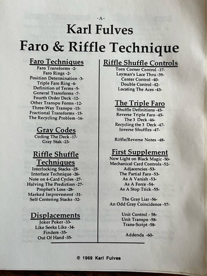 Faro & Riffle Technique - Karl Fulves
