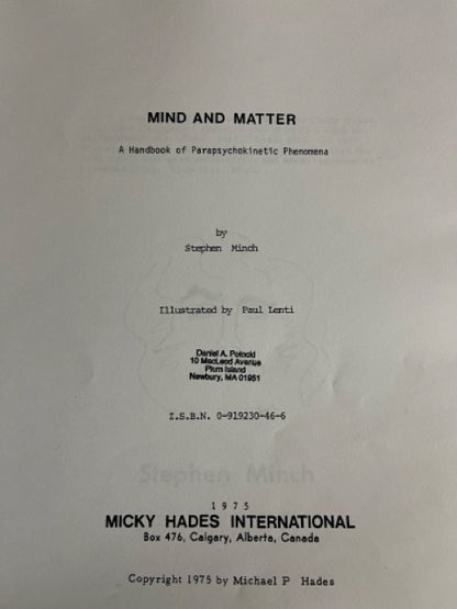 Mind & Matter - Stephen Minch (comb bound)