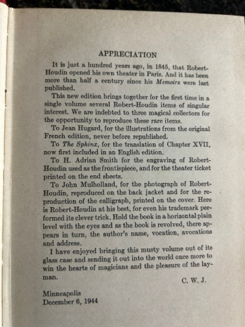 Memoirs of Robert Houdin: Ambassador, Author, Conjuror (copies #3, #4)