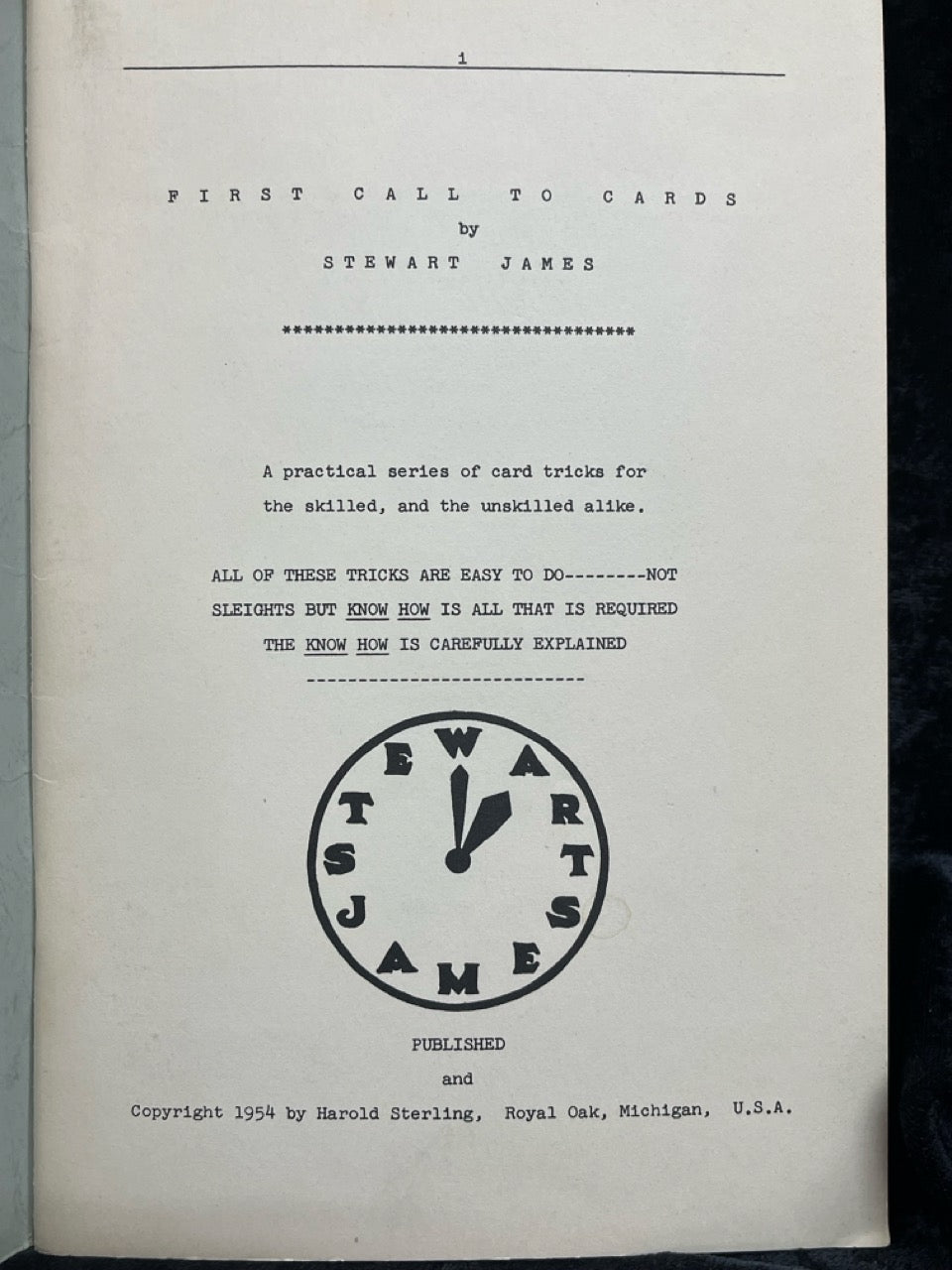 First Call To Cards - Stewart James