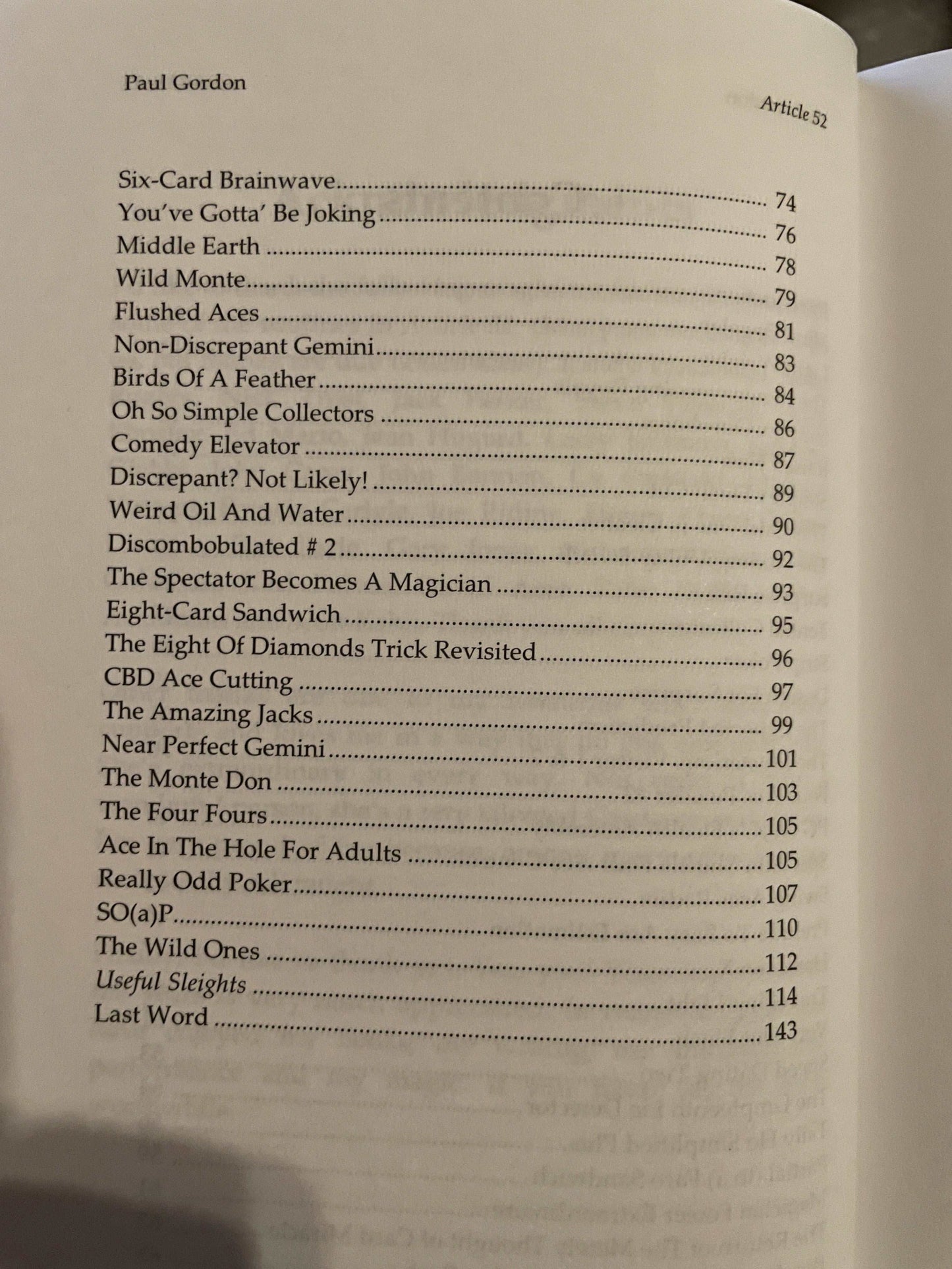 Article 52: Progressive Card Magic - Paul Gordon