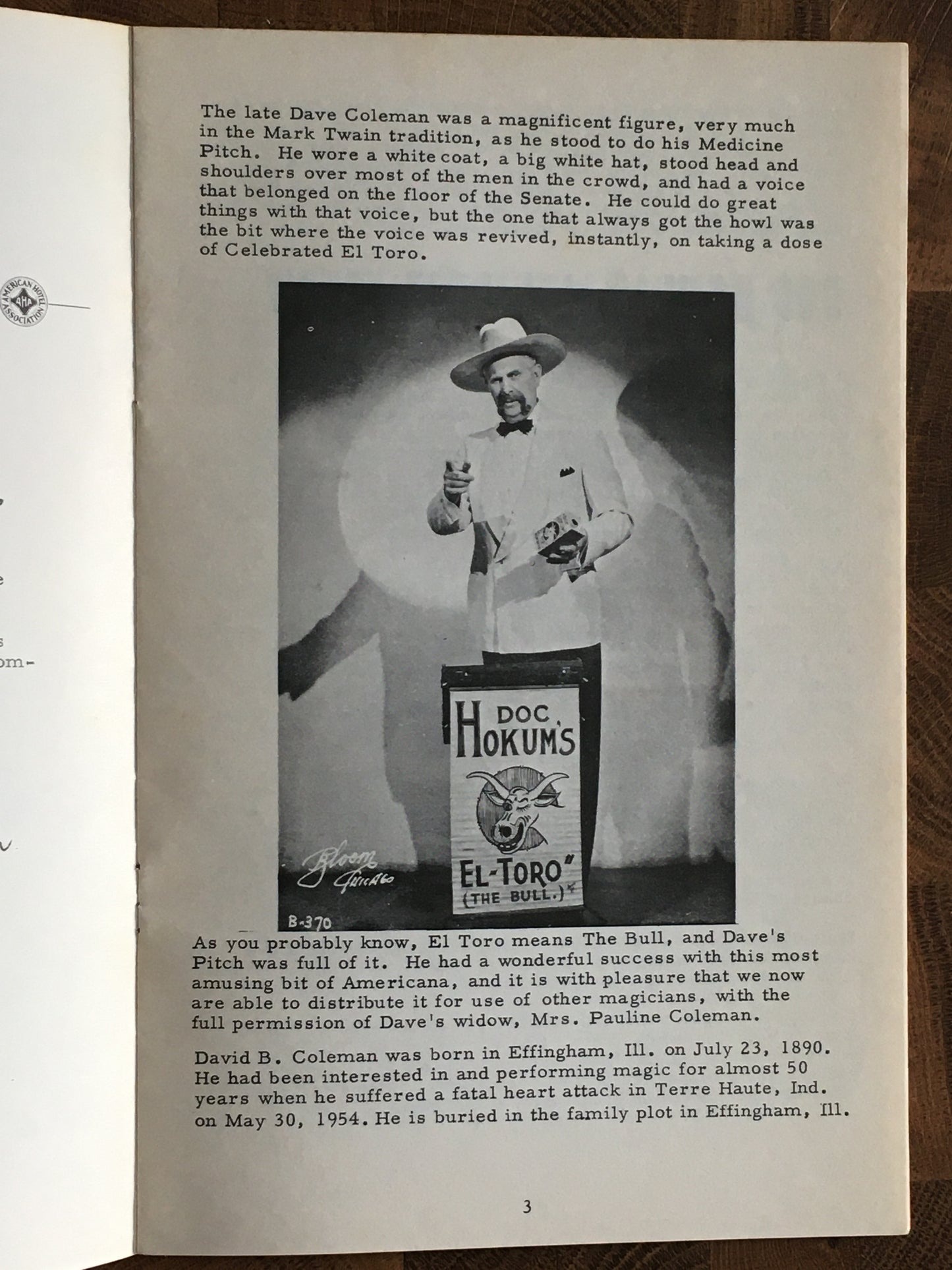 The Original Doc Hokum Medicine Pitch - David B. Coleman