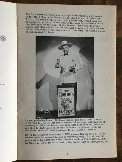The Original Doc Hokum Medicine Pitch - David B. Coleman