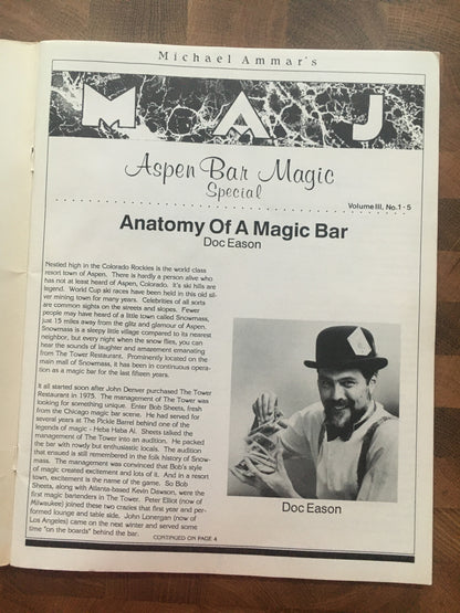 Aspen Bar Magic - Michael Ammar Magical Arts Journal Special Issue