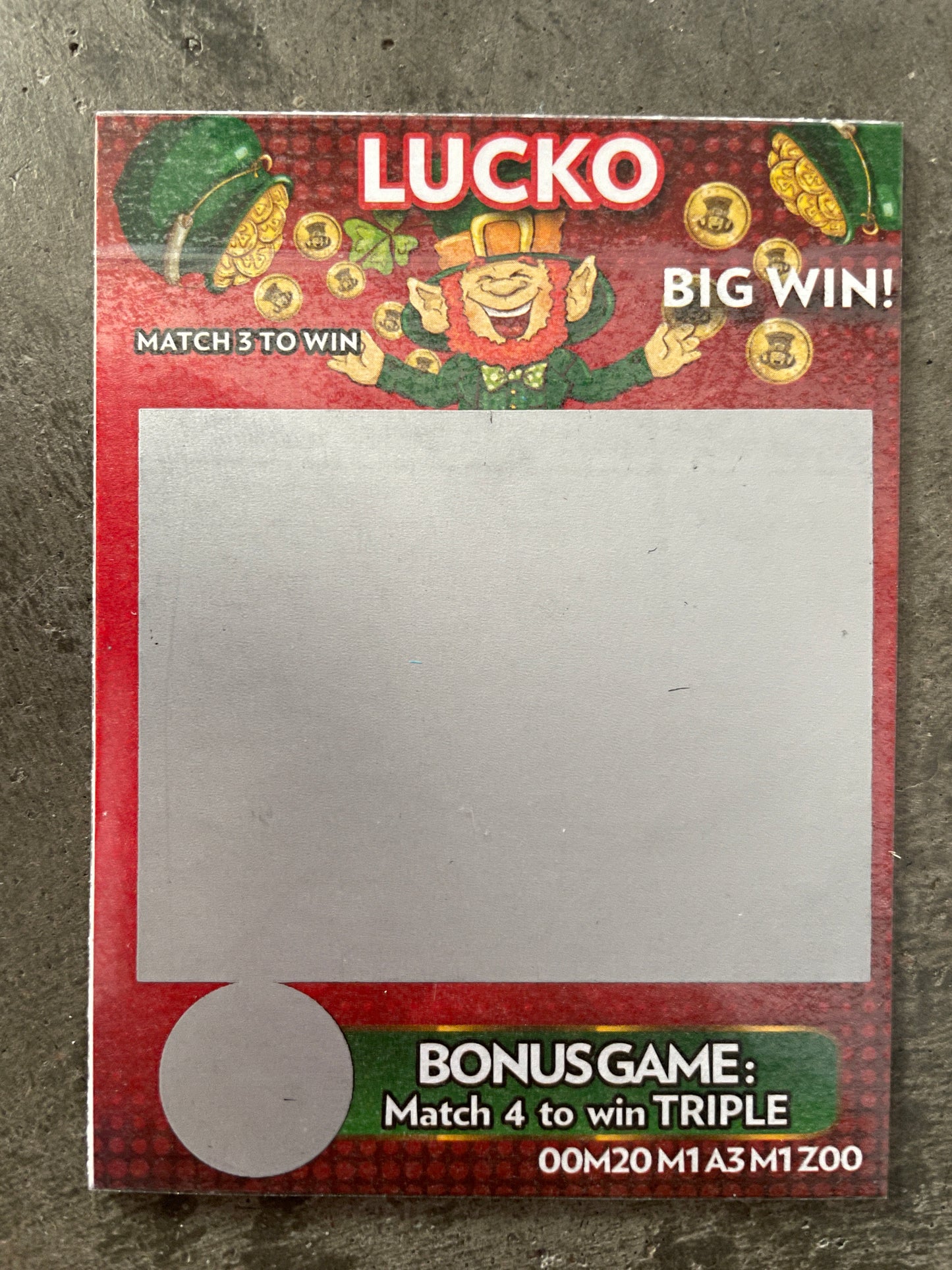 LUCKO (Scratch off Lottery Card/Magic Square) - Matthew Wright (SM2)
