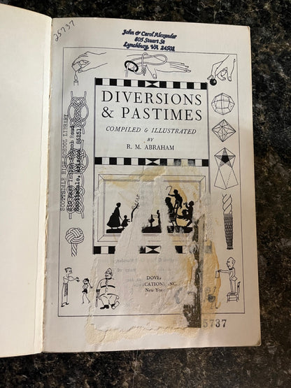 Diversions and Pastimes (with Coins, Cards, String, Paper and Matches) - R.M. Abraham