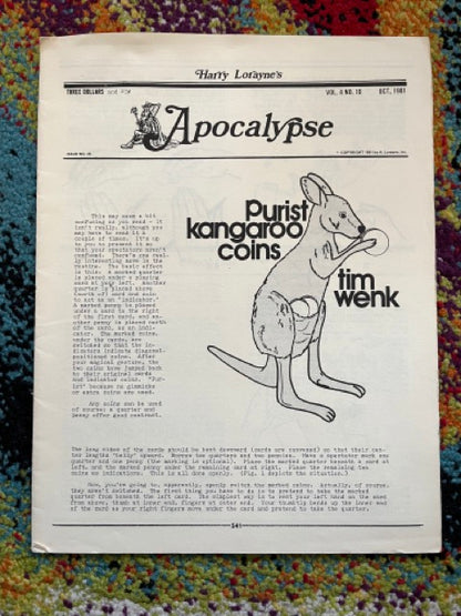 Apocalypse Vol 4 No. 10, Oct 1981- Harry Lorayne