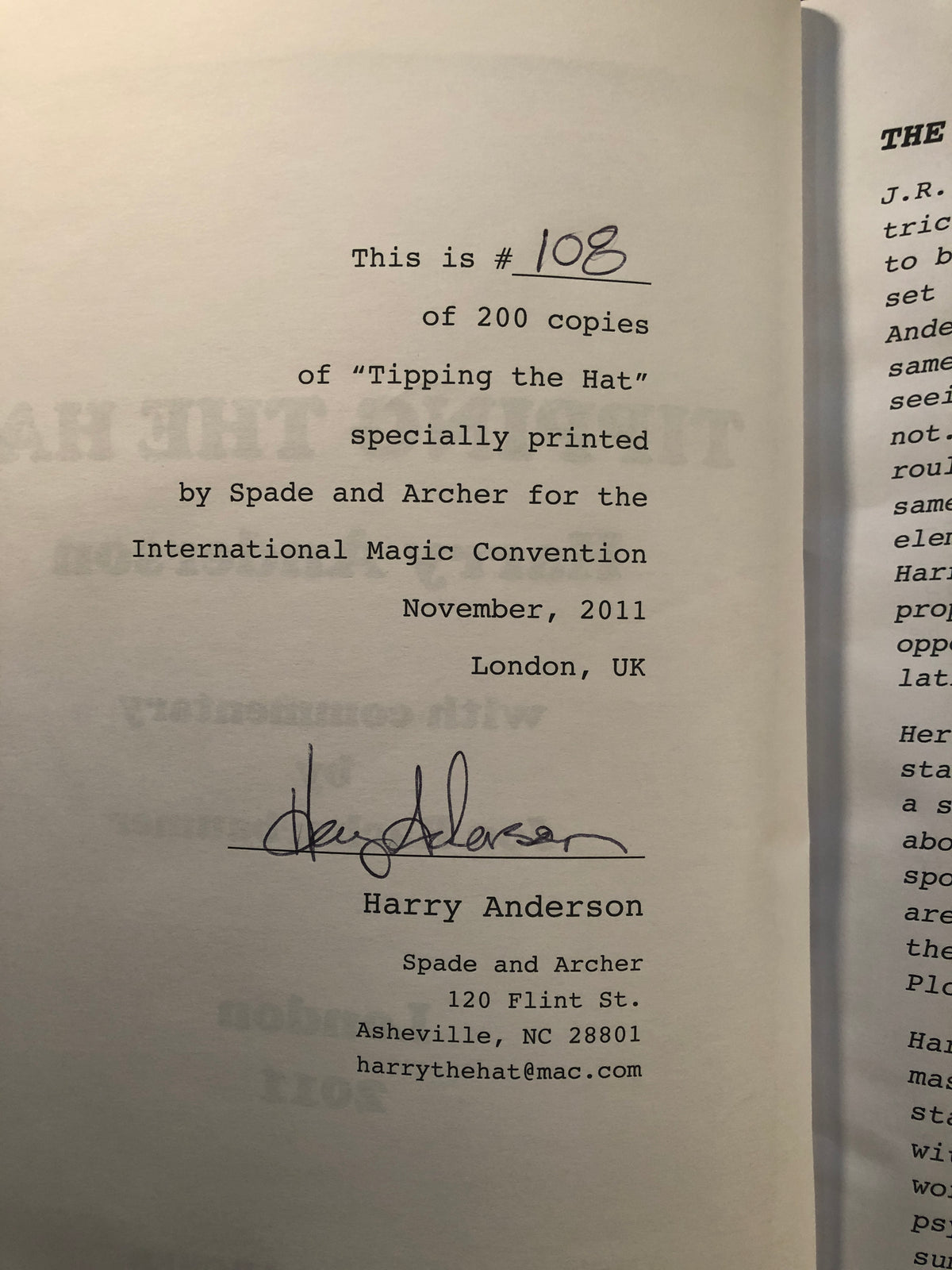 Harry Anderson Lot - SIGNED & Numbered