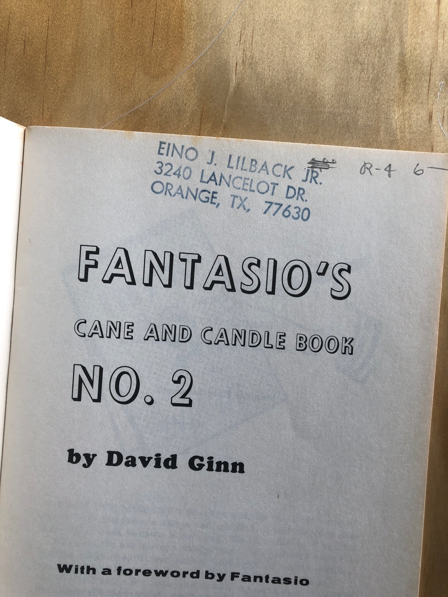 Fantasio Cane & Candle Book #2 - David Ginn