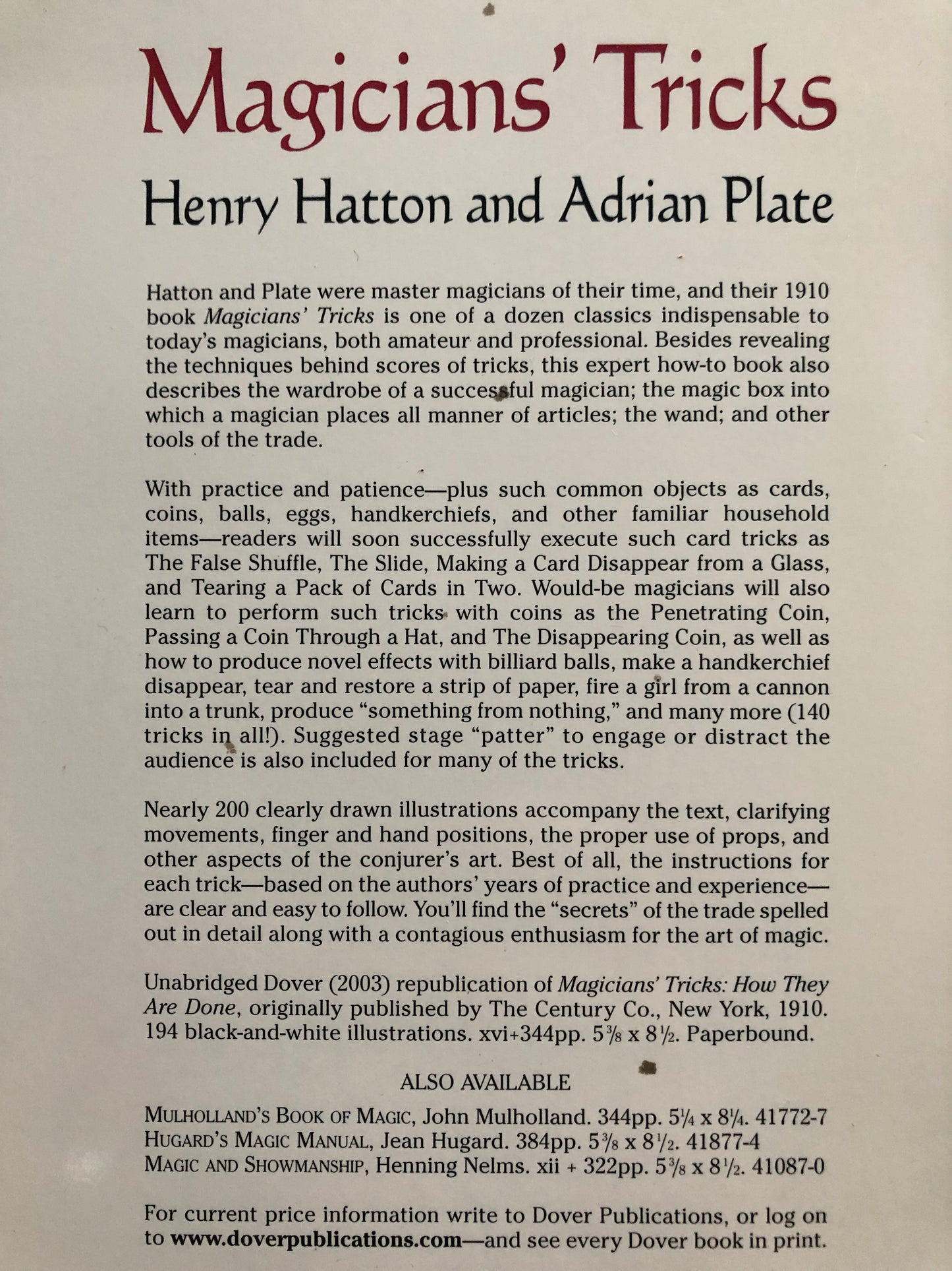 Magician's Tricks: How They Are Done - Hatton & Plate (Paperback & Hardcover)