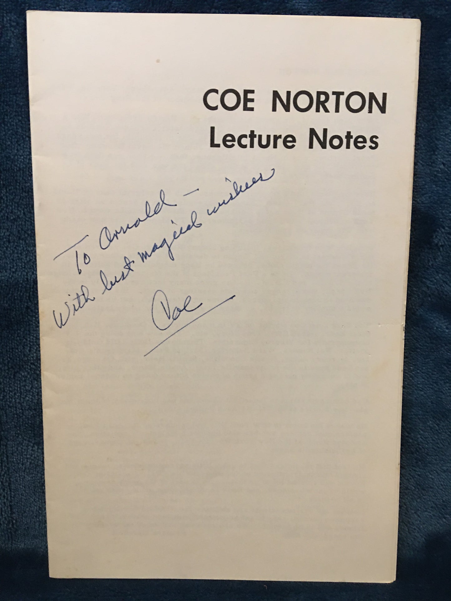 Coe Norton Lecture Notes - Signed - Coe Norton