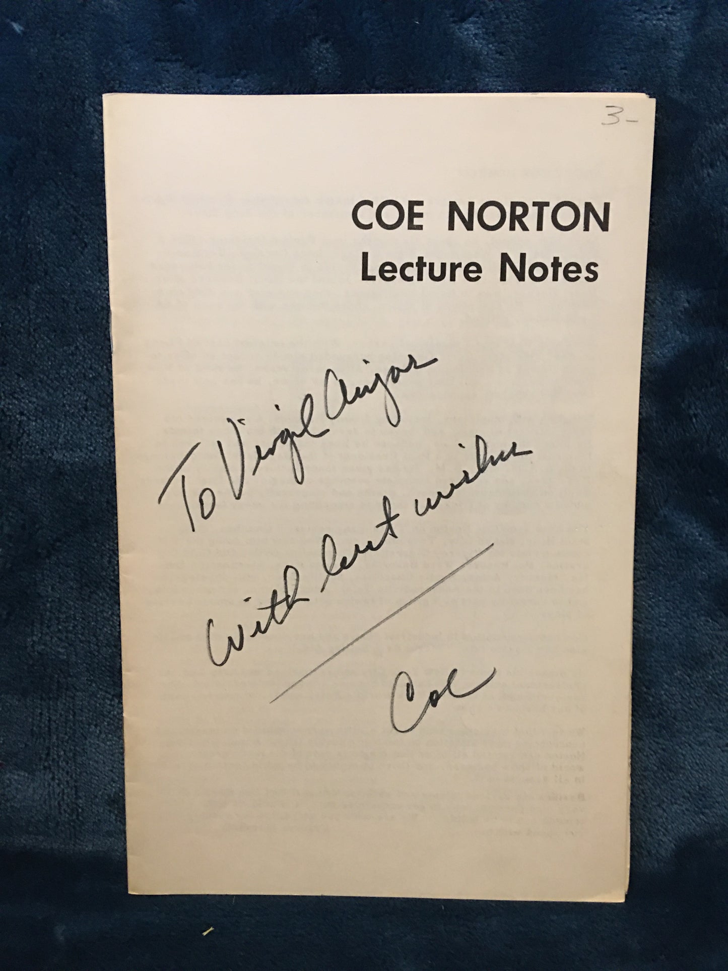 Coe Norton Lecture Notes - Signed - Coe Norton