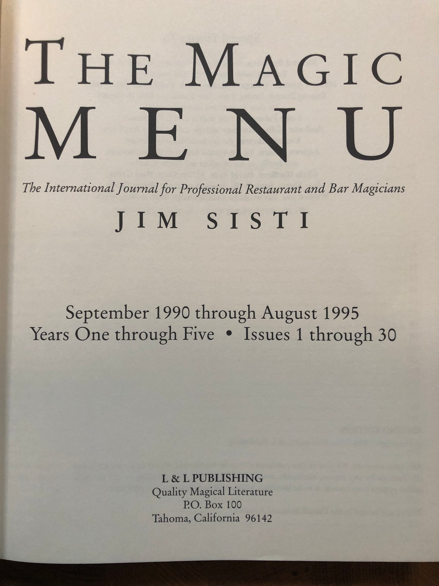 The Magic Menu (Years 1-5) - Jim Sisti