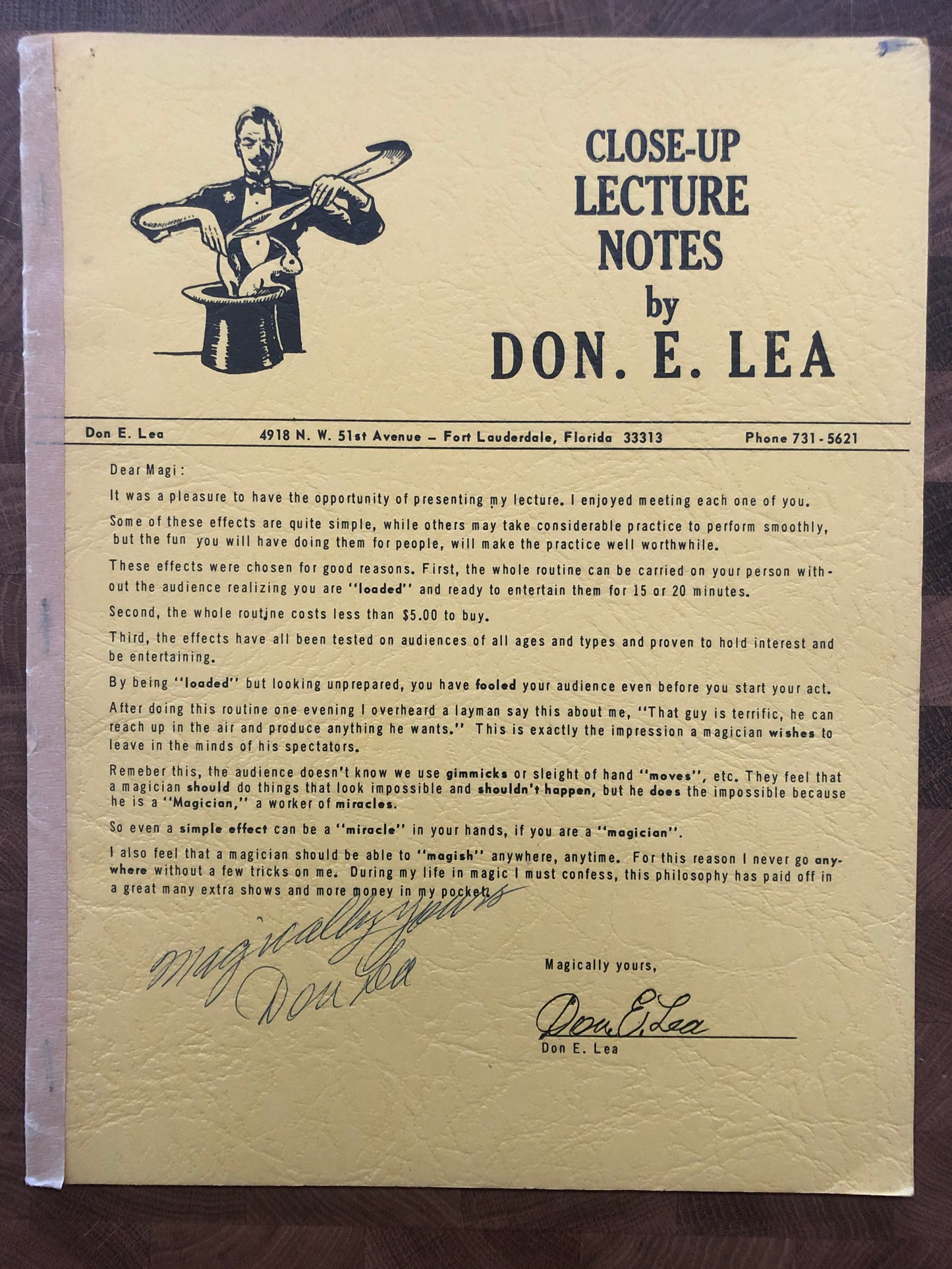 Close-Up Lecture Notes - Don E. Lea
