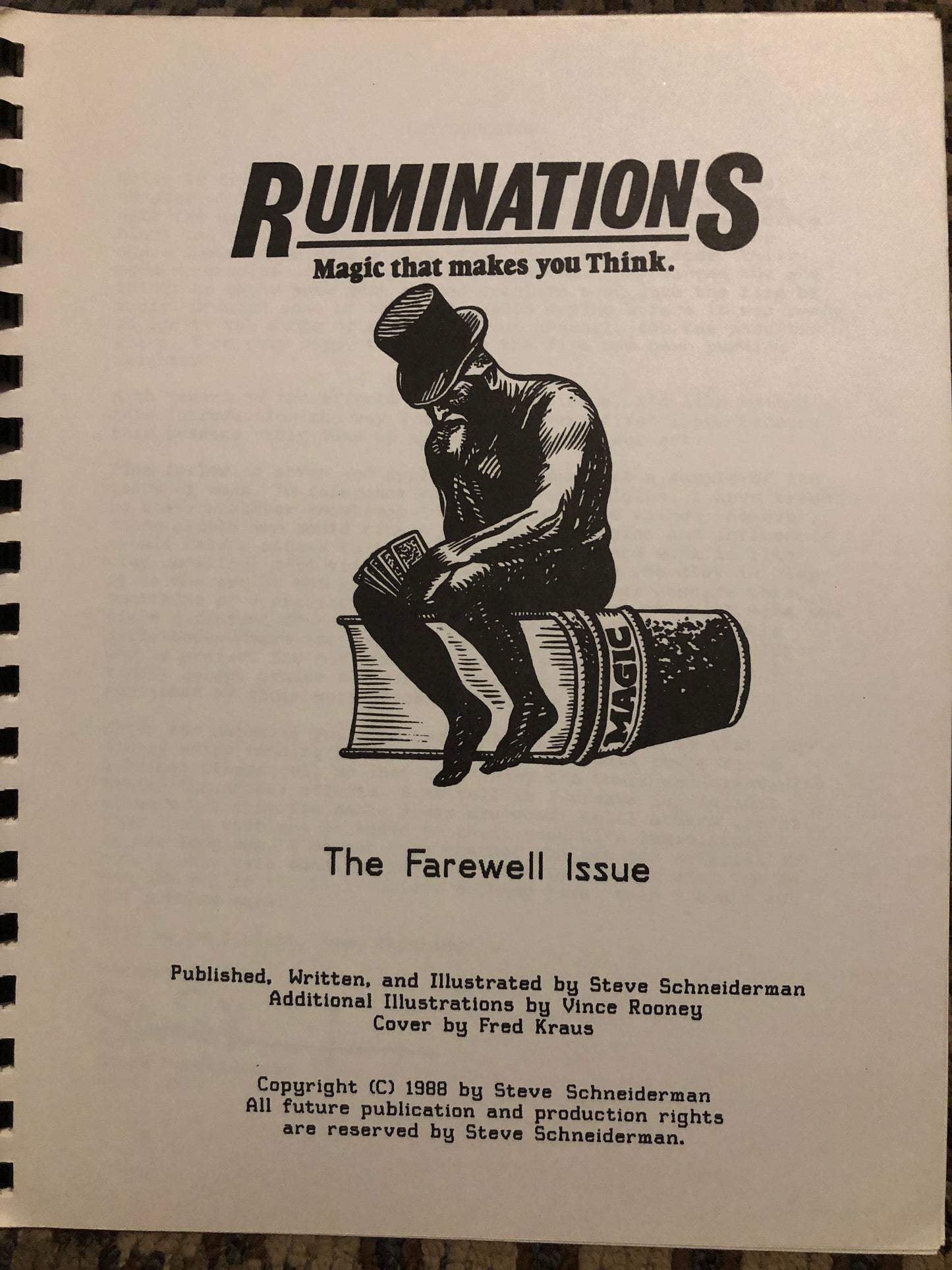 Ruminations, The Farewell Issue - Steve Schneiderman