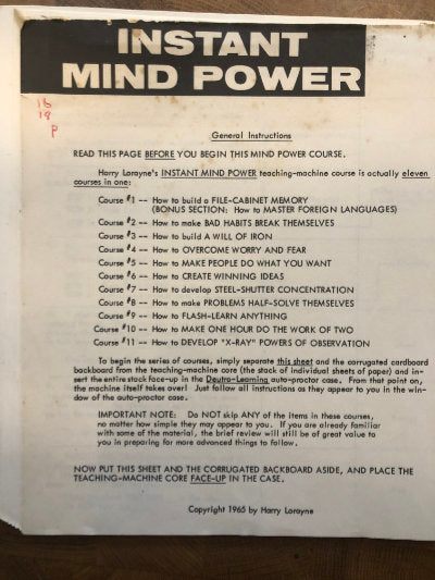 Instant Mind Power Course - Harry Lorayne