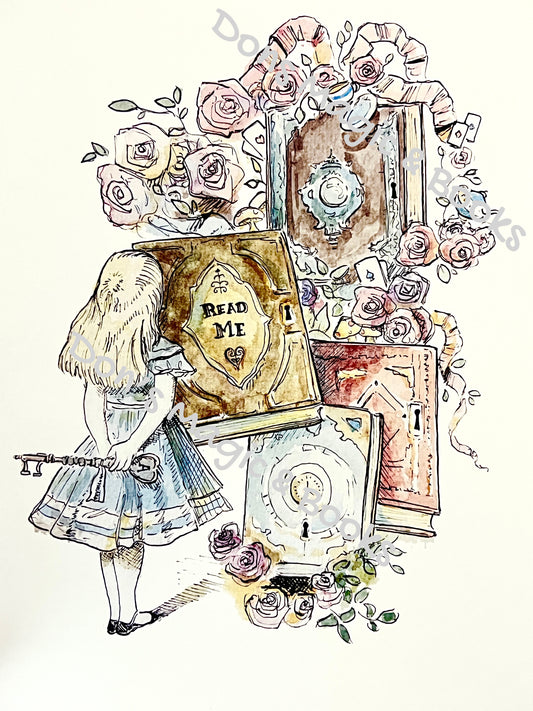 Alice in Bookland Watercolor